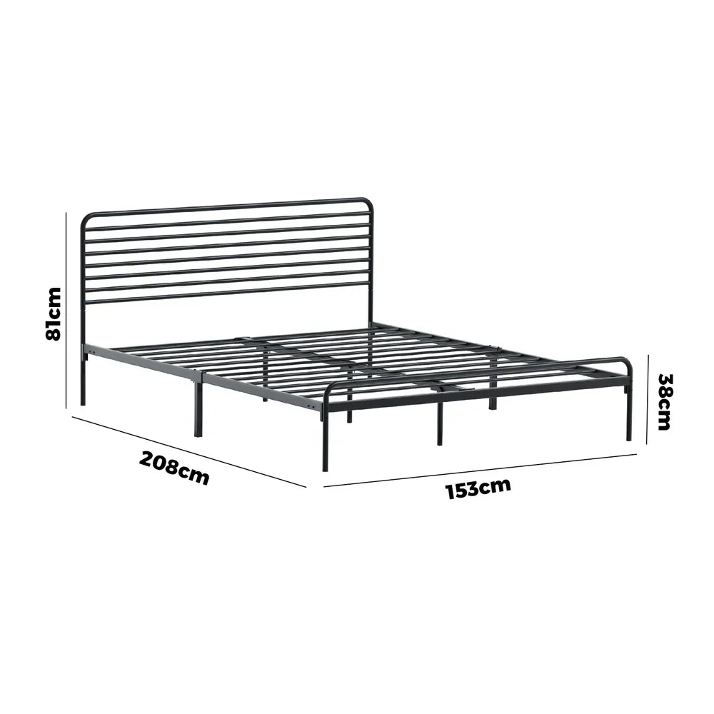 MBF-MOYA-Q-BK Oikiture Metal Bed Frame Queen Size Bed Base Platform