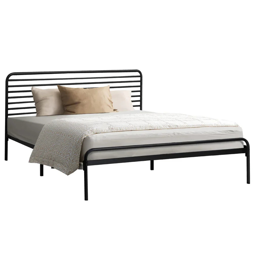 MBF-MOYA-Q-BK Oikiture Metal Bed Frame Queen Size Bed Base Platform