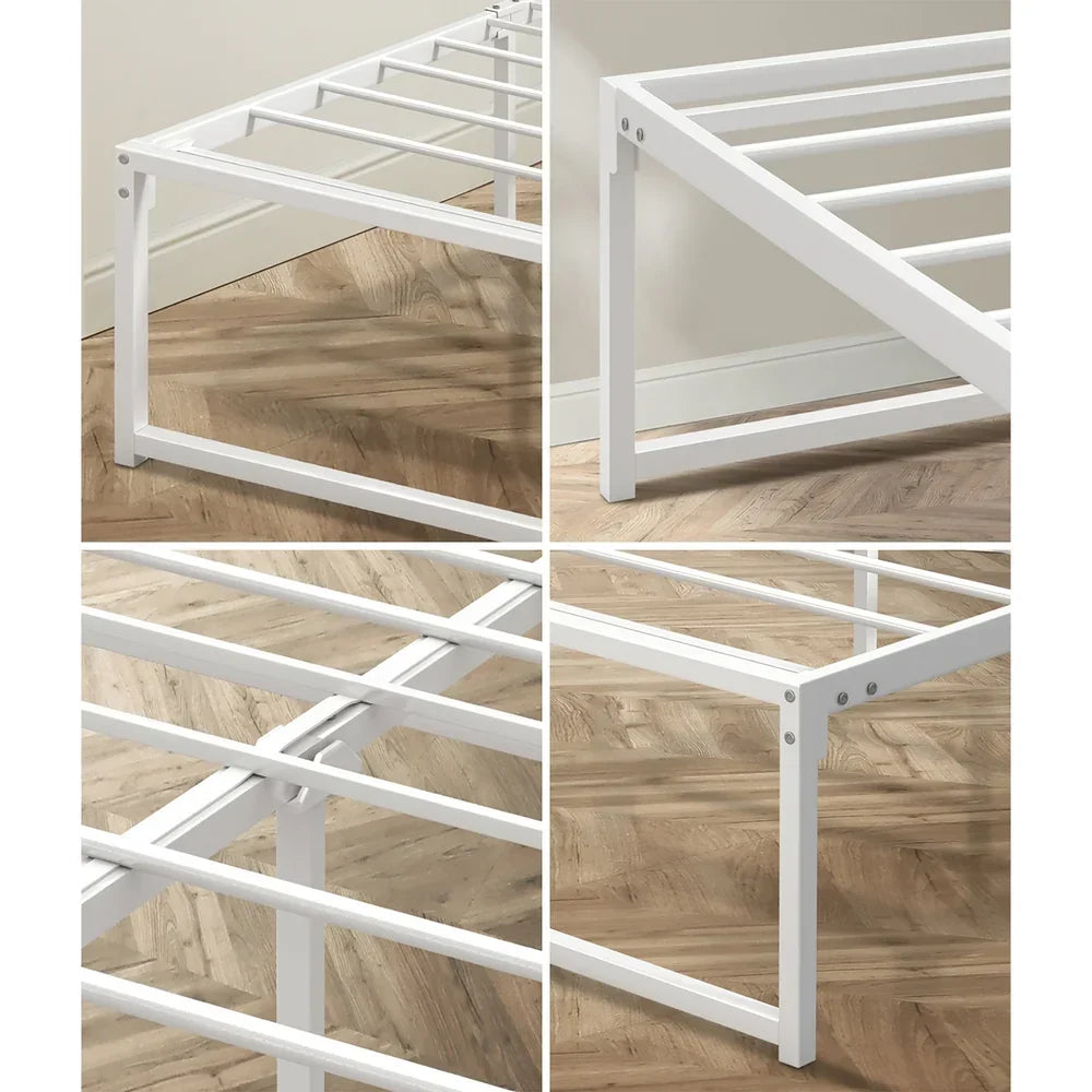 MBF-SAM-Q-WH Oikiture Metal Bed Frame Queen Size Beds Base Platform White
