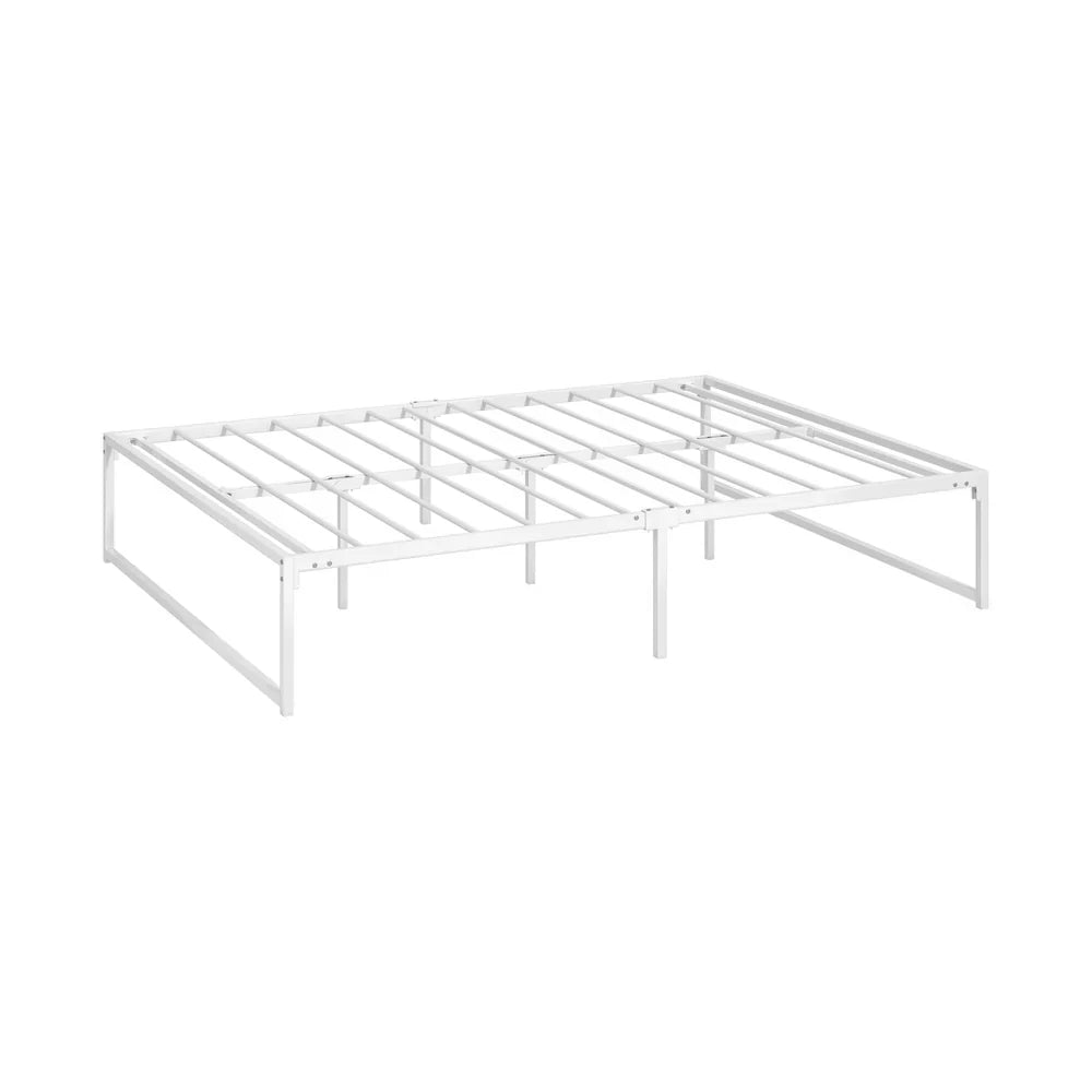 MBF-SAM-Q-WH Oikiture Metal Bed Frame Queen Size Beds Base Platform White