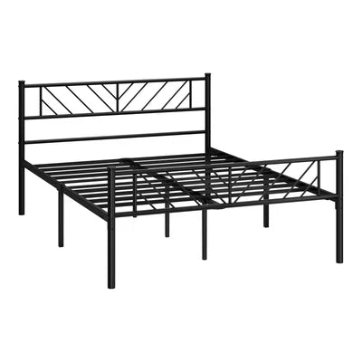 MBF-SIS-D-BK Oikiture Metal Bed Frame Double Size Bed Base Platform Black SIS