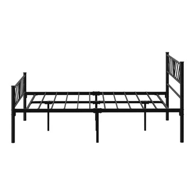 MBF-SIS-D-BK Oikiture Metal Bed Frame Double Size Bed Base Platform Black SIS