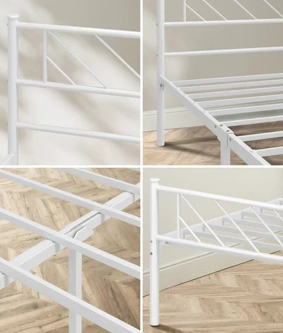 MBF-SIS-D-WH Oikiture Metal Bed Frame Double Size Metal Base Mattress Platform White