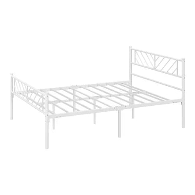 MBF-SIS-D-WH Oikiture Metal Bed Frame Double Size Metal Base Mattress Platform White