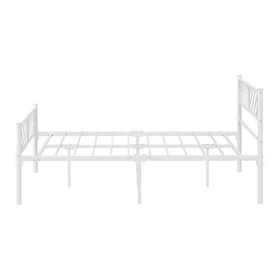 MBF-SIS-D-WH Oikiture Metal Bed Frame Double Size Metal Base Mattress Platform White