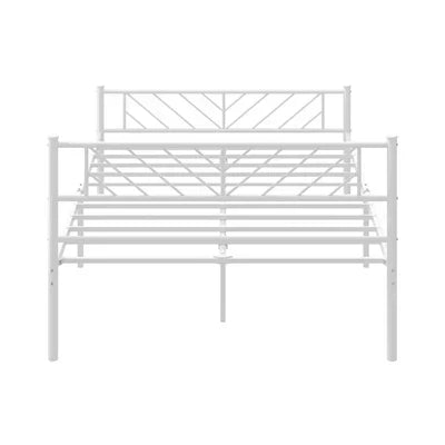 MBF-SIS-D-WH Oikiture Metal Bed Frame Double Size Metal Base Mattress Platform White