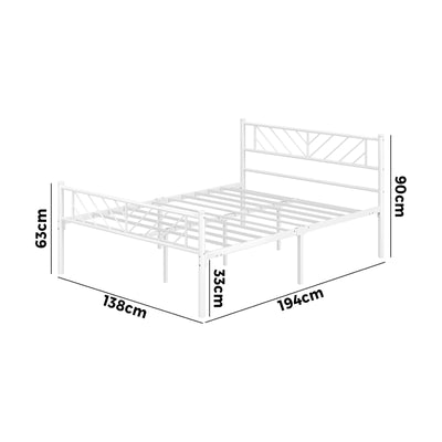 MBF-SIS-D-WH Oikiture Metal Bed Frame Double Size Metal Base Mattress Platform White