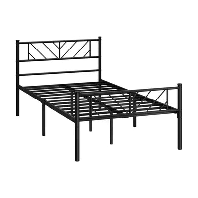 MBF-B-SIS-KS-BK Oikiture Metal Bed Frame King Single Bed Base Platform Black SIS