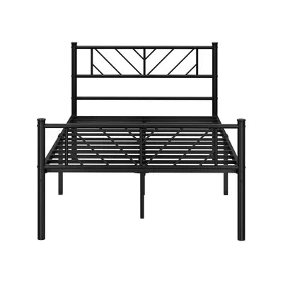 MBF-B-SIS-KS-BK Oikiture Metal Bed Frame King Single Bed Base Platform Black SIS