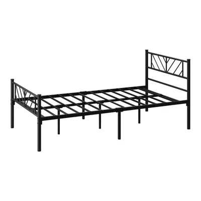 MBF-B-SIS-KS-BK Oikiture Metal Bed Frame King Single Bed Base Platform Black SIS