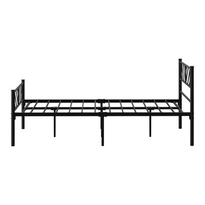 MBF-B-SIS-KS-BK Oikiture Metal Bed Frame King Single Bed Base Platform Black SIS