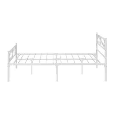 MBF-SIS-Q-WH Oikiture Metal Bed Frame Queen Size Metal Base Mattress Platform White
