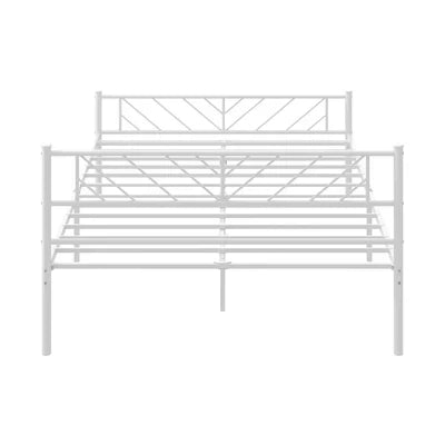 MBF-SIS-Q-WH Oikiture Metal Bed Frame Queen Size Metal Base Mattress Platform White