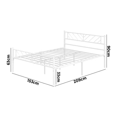 MBF-SIS-Q-WH Oikiture Metal Bed Frame Queen Size Metal Base Mattress Platform White