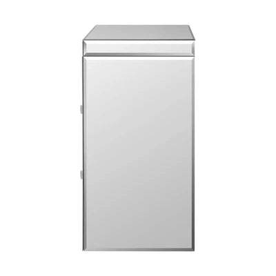 MF-BT-VICO-2D-SI Oikiture Mirrored Storage Cabinet Bedside Table End Table w/ Acrylic Handles