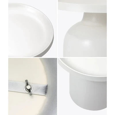 MF-ST-LATI-WH Oikiture Coffee Side Table Round Bedside Sofa Tea End Tables Steel Metal White