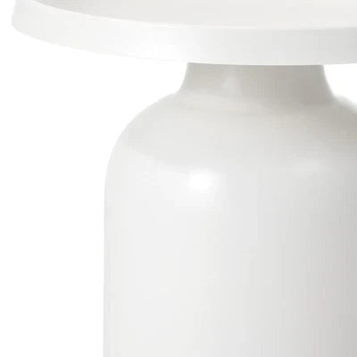 MF-ST-LATI-WH Oikiture Coffee Side Table Round Bedside Sofa Tea End Tables Steel Metal White