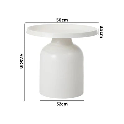 MF-ST-LATI-WH Oikiture Coffee Side Table Round Bedside Sofa Tea End Tables Steel Metal White