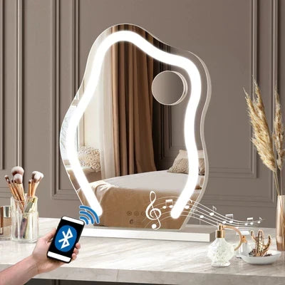 MM-5745LED-3TR-WH Oikiture Bluetooth Hollywood Makeup Mirror LED Light 45x58cm Vanity Mirrors