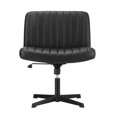 OCH-CROSS-LEA-BK Oikiture Mid Back Armless Office Desk Chair Wide Seat PU Leather Black