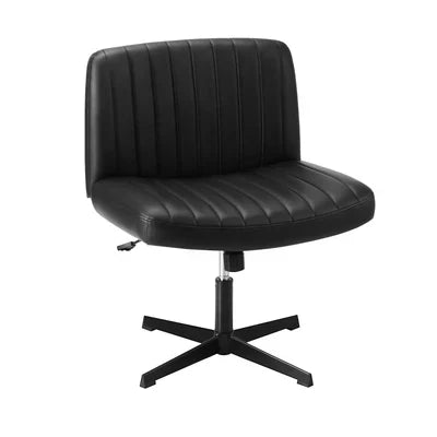 OCH-CROSS-LEA-BK Oikiture Mid Back Armless Office Desk Chair Wide Seat PU Leather Black