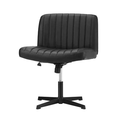 OCH-CROSS-LEA-BK Oikiture Mid Back Armless Office Desk Chair Wide Seat PU Leather Black