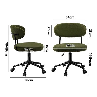 OCH-E-YOYO-BKGN Oikiture Armless Office Chair Mid Back Wide Seat Swivel Home Desk Chair Green