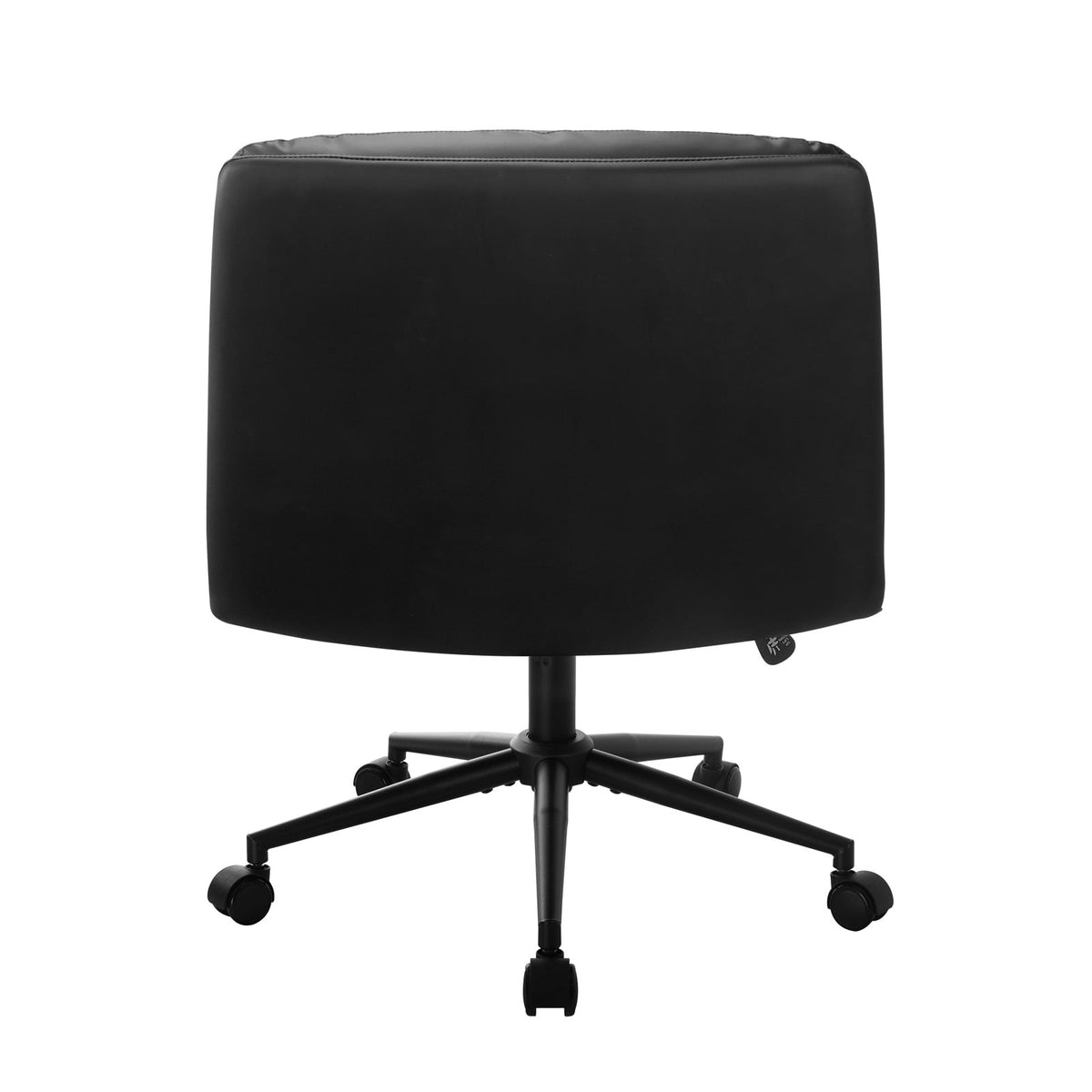 OCH-ROLCROSS-LEA-BK Oikiture Mid Back Armless Office Desk Chair Wide Seat Leather Black with Wheels