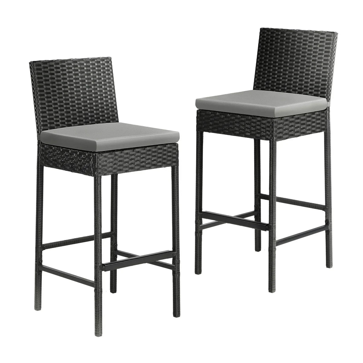 OD-BAR-CH4X-BK Livsip Garden Bar Stools Rattan Dinning Chairs Cafe Outdoor Patio Chairs 4X