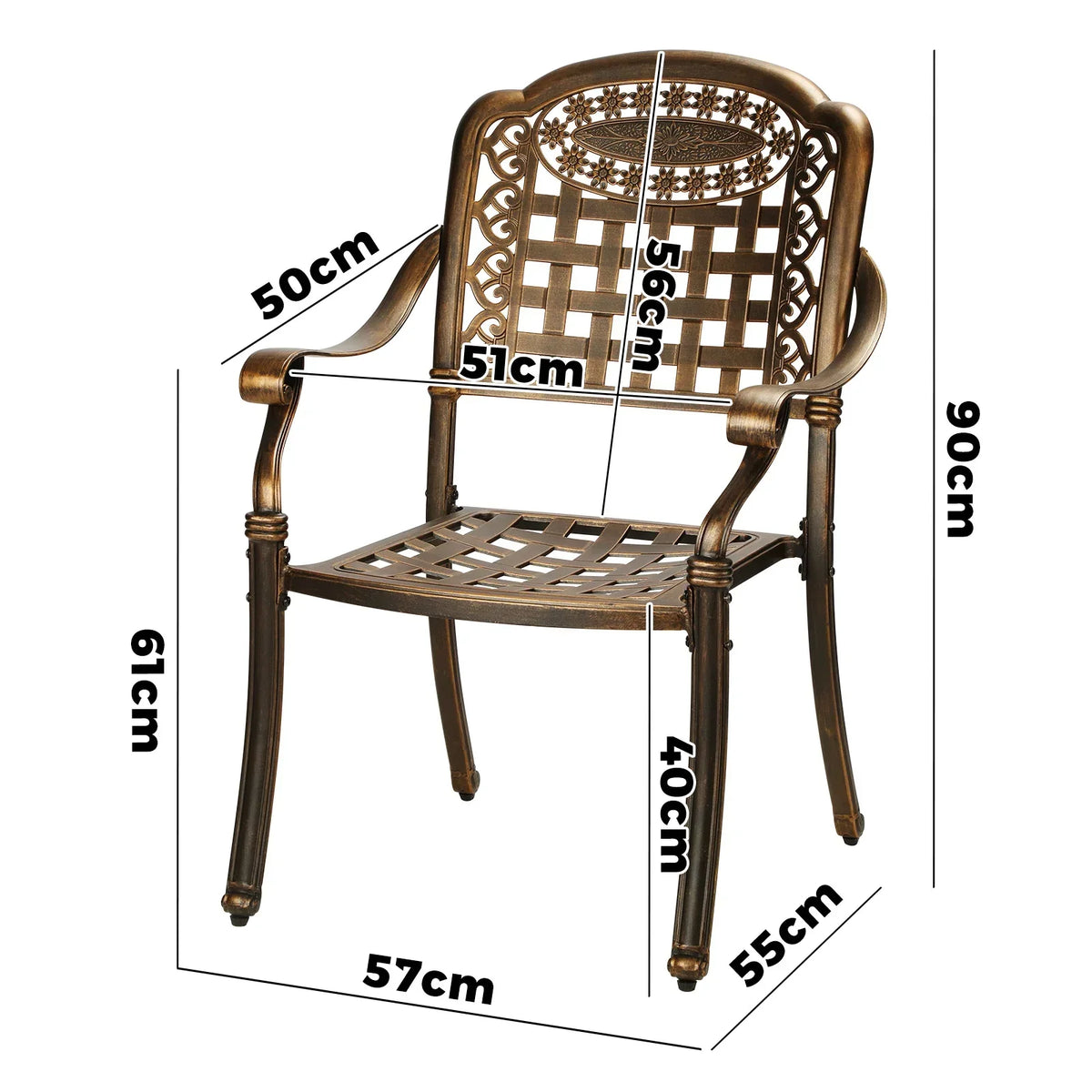 ODDS-AL-PERAL-BZ-2PC Livsip Outdoor Furniture Dining Chairs Cast Aluminium Garden Patio Chairs x2