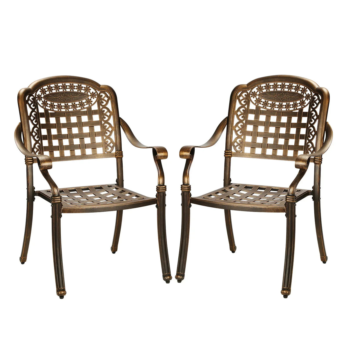 ODDS-AL-PERAL-BZ-2PC Livsip Outdoor Furniture Dining Chairs Cast Aluminium Garden Patio Chairs x2