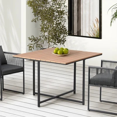 ODDS-KANI-TB-GY Livsip Outdoor Dining Table Furniture Lounge Patio Garden Setting Wood-Plastic