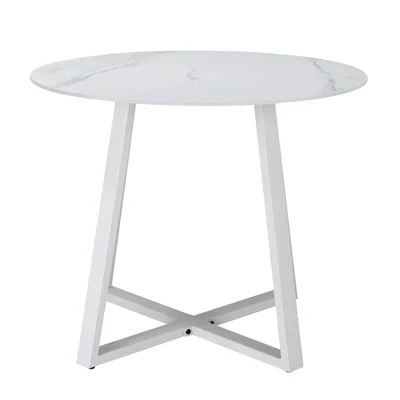 ODDS-MARBLE-90-WH Livsip 90cm Outdoor Dining Sintered Stone Table Patio Furniture Bistro Set White