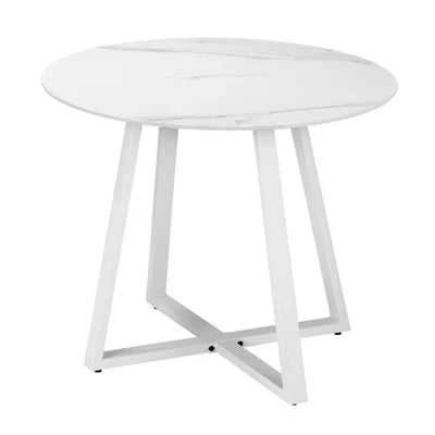 ODDS-MARBLE-90-WH Livsip 90cm Outdoor Dining Sintered Stone Table Patio Furniture Bistro Set White