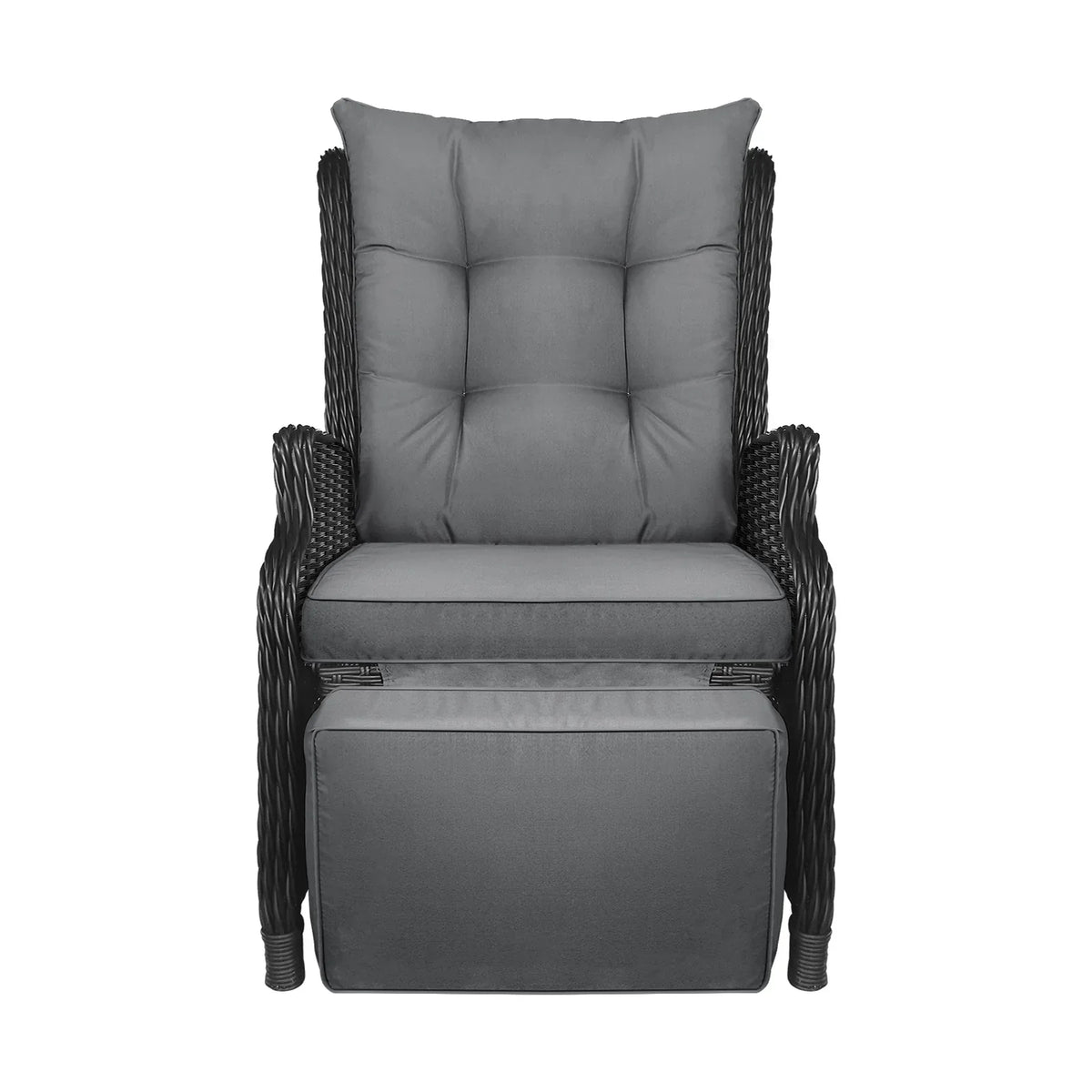 ODR-RW-FTR-BK Livsip Outdoor Recliner with Adjustable Footrest Black