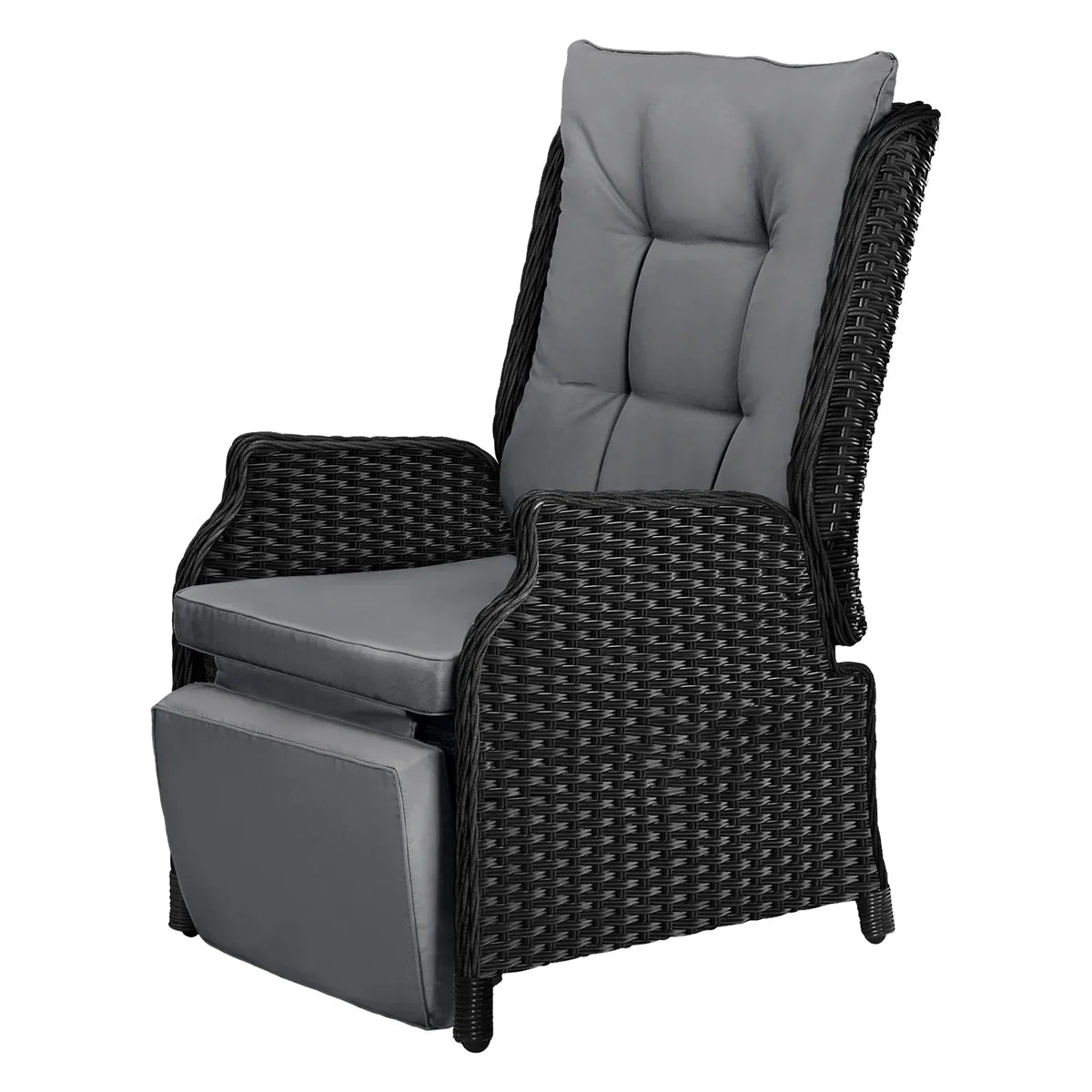 ODR-RW-FTR-BK Livsip Outdoor Recliner with Adjustable Footrest Black