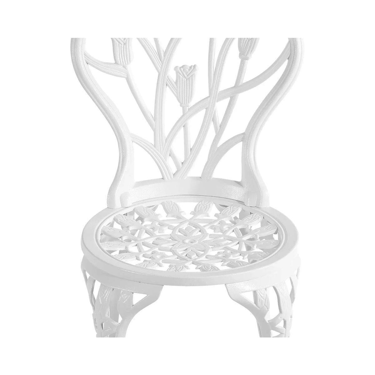 OPS-AL-TULIP-WH Livsip 3 Piece Outdoor Furniture Setting Chairs Table Bistro Patio Dining Set