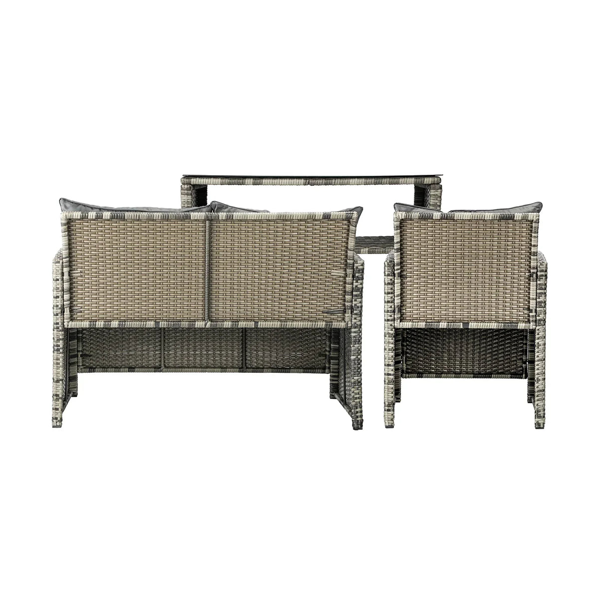 OPS-RTN-4C-GY-AB Livsip 4PCS Outdoor Sofa Set Patio Furniture Wicker Table Chair Garden Lounge 4Piece