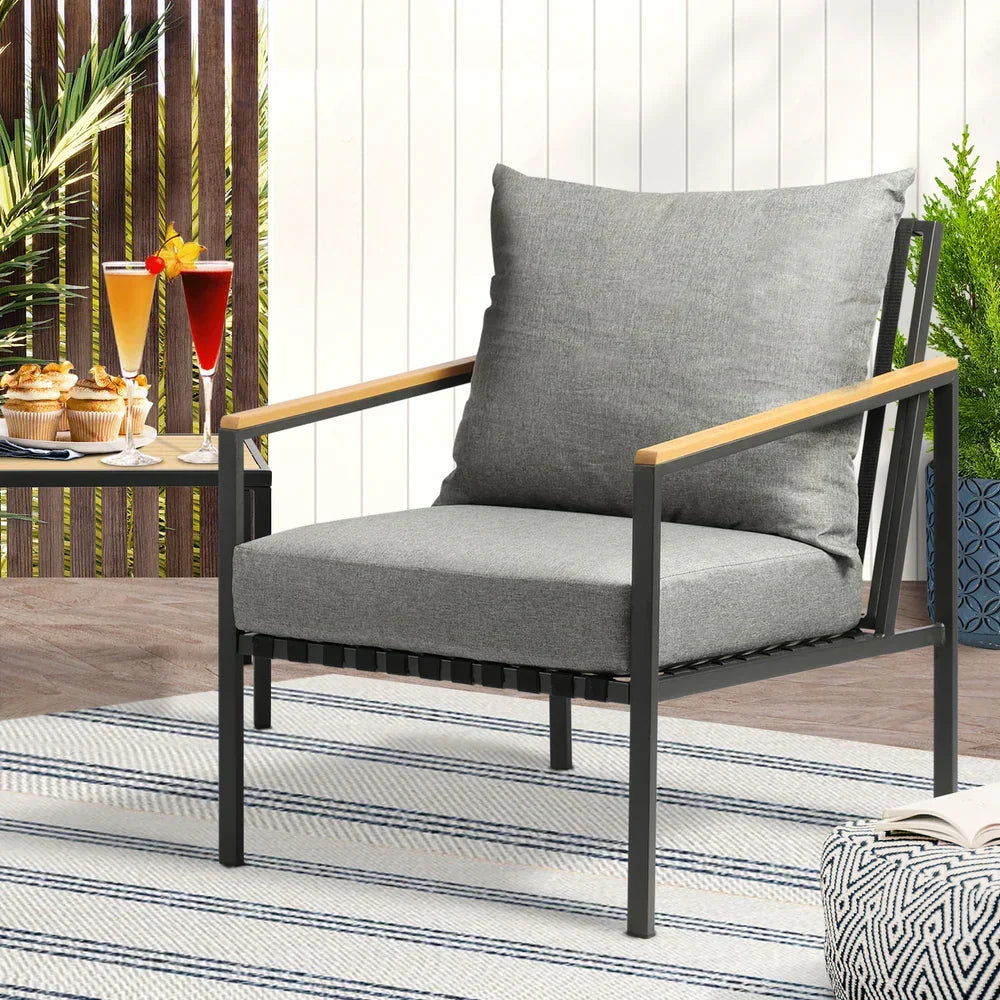 OPS-SOFA-CH-BK Outdoor Lounge Dining Chairs Patio Furniture Lounge Setting