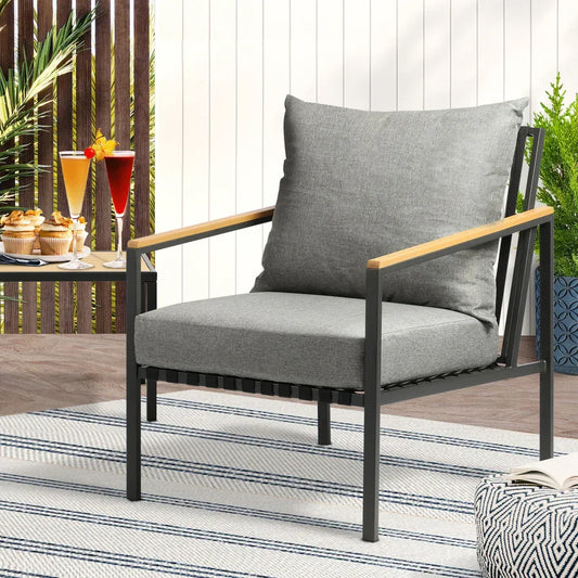 OPS-SOFA-CH-BK Outdoor Lounge Dining Chairs Patio Furniture Lounge Setting