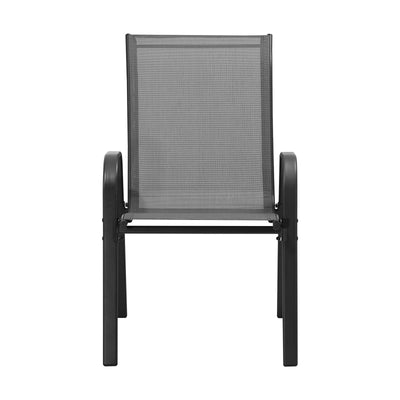 OPS-TXL-CH-GY-4PC Livsip Outdoor Stackable Chairs Patio Furniture Lounge Chair Bistro Set 4x Grey