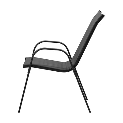 OPS-TXL-CH-GY-4PC Livsip Outdoor Stackable Chairs Patio Furniture Lounge Chair Bistro Set 4x Grey