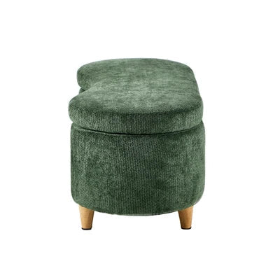 OTM-B-CASHEW-CH-GN Oikiture Storage Ottoman Cashew Footstool Chenille Chest Bench Blanket Box Green
