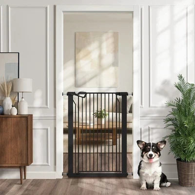 PET-GATE-A120-BK Alopet 120cm Retractable Safety Gate Pet Dog Cat Fence Guard Door Black