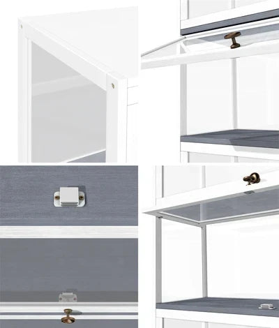 SB-DISPLAY-580-WH OIKITURE 5 Tier Display Storage Cabinet with Magnetic Closure Clear Door,Hallway Shelves Cabinet for Living Room Dining