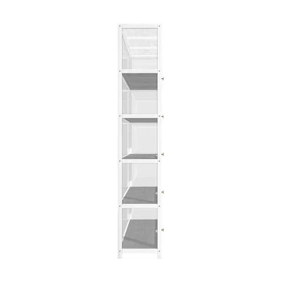 SB-DISPLAY-580-WH OIKITURE 5 Tier Display Storage Cabinet with Magnetic Closure Clear Door,Hallway Shelves Cabinet for Living Room Dining