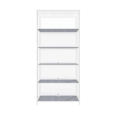 SB-DISPLAY-580-WH OIKITURE 5 Tier Display Storage Cabinet with Magnetic Closure Clear Door,Hallway Shelves Cabinet for Living Room Dining