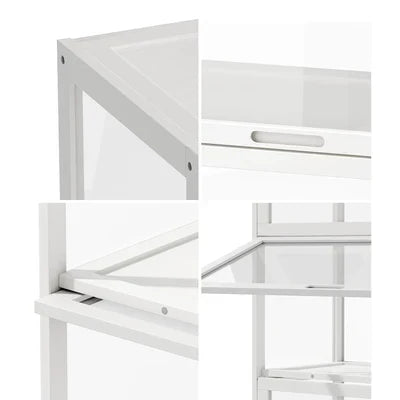 SB-DISPLAY-590-WH Oikiture Display Cabinet Storage 5-Tier Shelves Tall Clear Bookcase Rack White