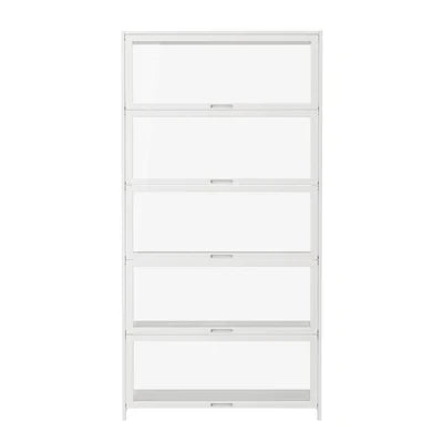 SB-DISPLAY-590-WH Oikiture Display Cabinet Storage 5-Tier Shelves Tall Clear Bookcase Rack White