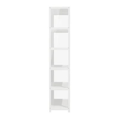 SB-DISPLAY-590-WH Oikiture Display Cabinet Storage 5-Tier Shelves Tall Clear Bookcase Rack White